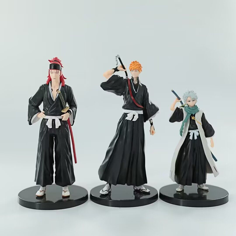 Bleach Statue Figure Set Ichigo Kurosaki Renji Abarai Toshiro Hitsugaya Figures Trio Collection Anime Model Toys