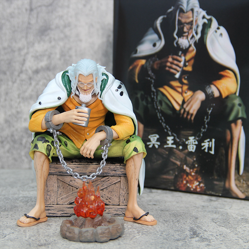 One Piece Silvers Rayleigh Statue Figure LED Collection Seated Model Anime Premium Collector Toy Fans