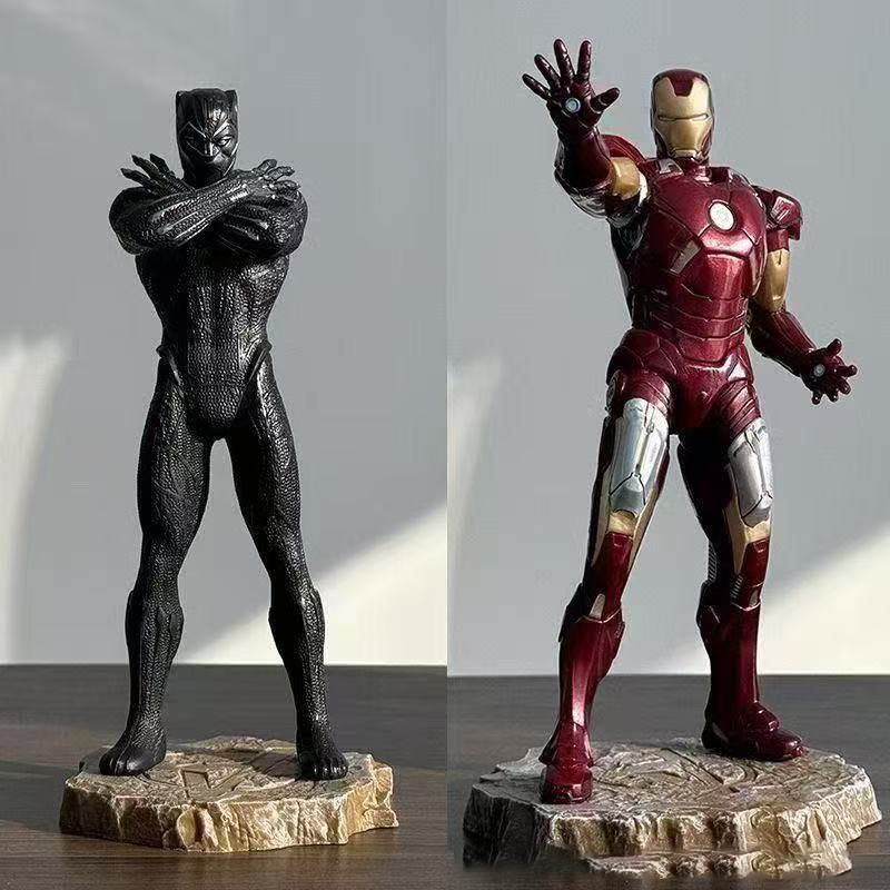 Iron Man and Black Panther Statue Figure Premium Collection Model Marvel Superhero Fans and Collectors