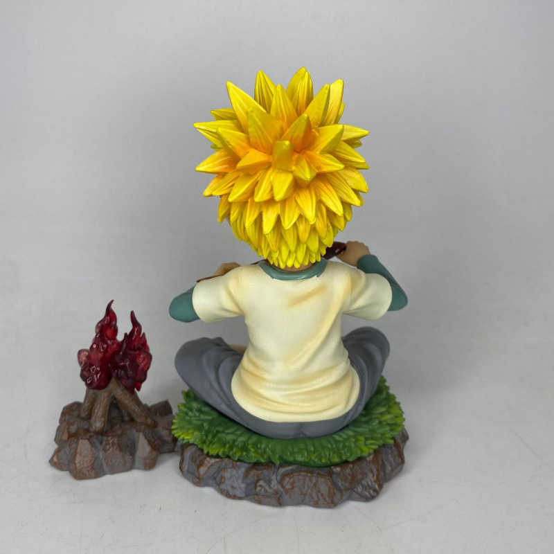 Naruto Uzumaki Childhood Statue Figure Grilled Fish Pose Anime Collection Model Toy Fans Gift Decoration