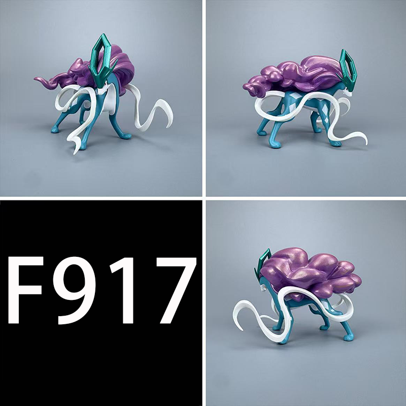 Pokemon Suicune Entei Raikou Poliwrath Statue Action Figure Collection Premium Anime Model Toy Fans Collectors Decoration