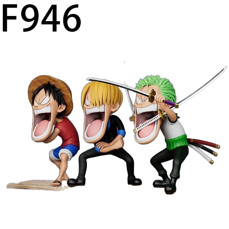 One Piece Luffy Sanji Zoro Statue Action Figure Hungry Version Collection Premium Anime Model Toy Fans Collectors Decoration