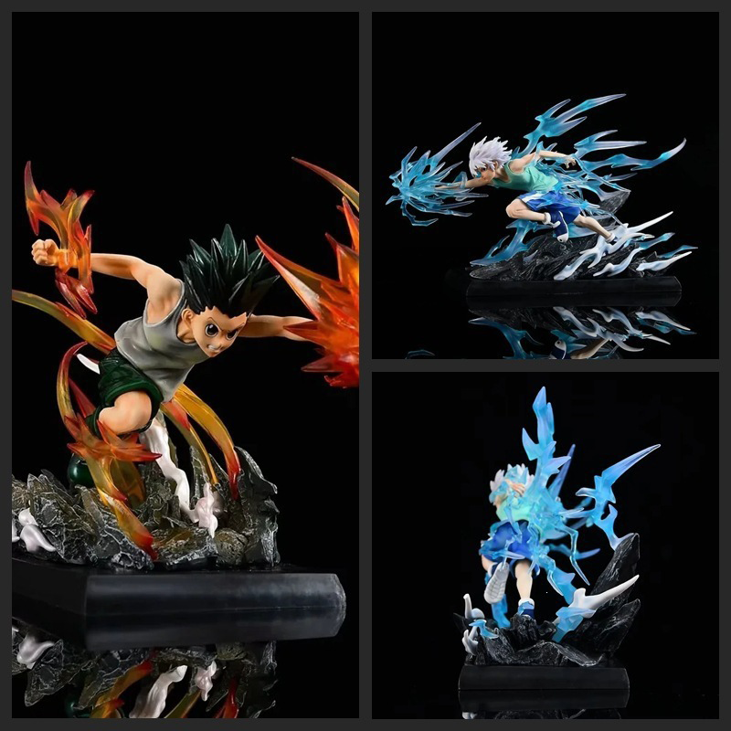 Hunter x Hunter Killua Zoldyck Gon Freecss Statue Action Figure Collection Premium Anime Model Toy Fans Collectors Decoration