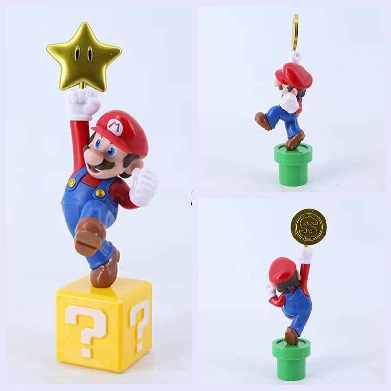 Super Mario Statue Action Figure Collection Premium Game Character Model Toy Fans Collectors Decoration Display
