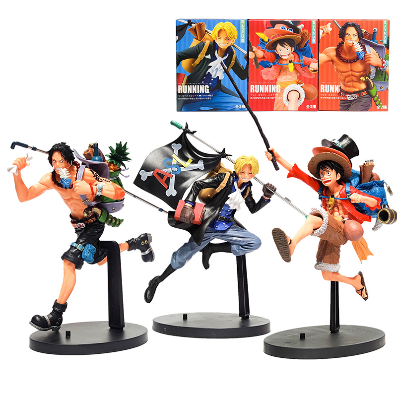 One Piece Luffy Sabo Ace Statue Action Figure Collection Premium Anime Model Toy Fans Collectors Decoration