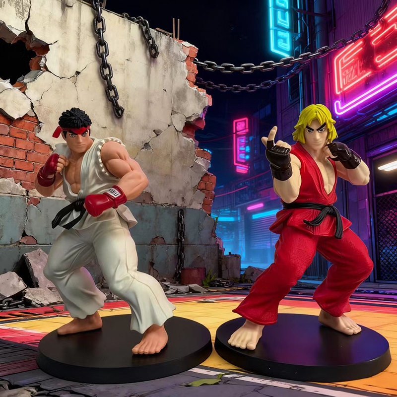 Street Fighter Ken Ryu Statue Action Figure Collection Premium Anime Game Model Toy Fans Collectors Decoration