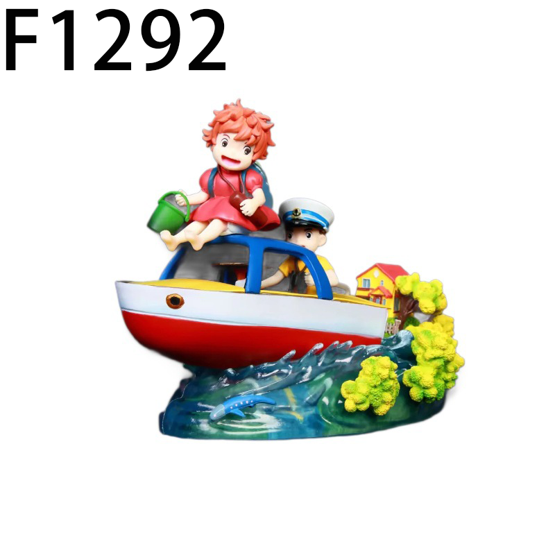 Ponyo Sosuke Boat Scene Statue Action Figure Collection Premium Anime Model Toy Fans Collectors Decoration