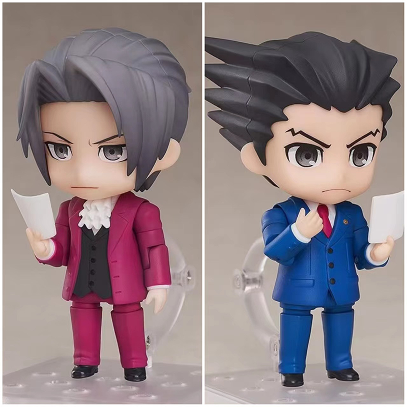 Ace Attorney Phoenix Wright Miles Edgeworth Chibi Statue Action Figure Anime Collection Model Toy Character Decoration Gift Fans