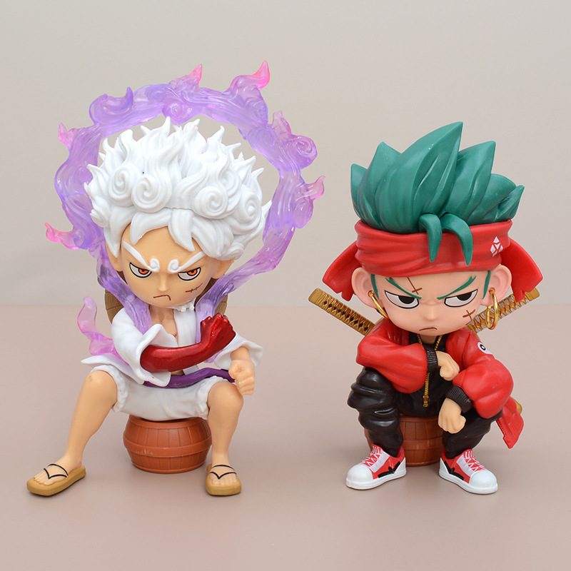 One Piece Monkey D Luffy Roronoa Zoro Chibi Statue Action Figure Collection Model Toy Japanese Anime Character Decoration Fans