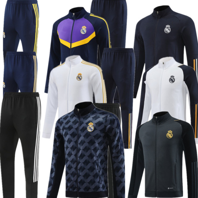 23 24 25 Men KIT Real Madrid Soccer Training suit MBAPPE Long pull jacket set BELLINGHAM VINI JR CAMAVINGA ALABA HAZARD ASENSIO MODRIC 2024 2025 Football uniforms