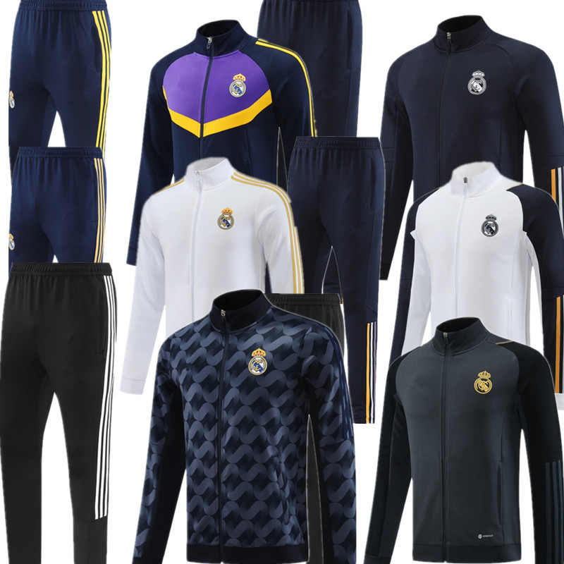 23 24 25 Men KIT Real Madrid Soccer Training suit MBAPPE Long pull jacket set BELLINGHAM VINI JR CAMAVINGA ALABA HAZARD ASENSIO MODRIC 2024 2025 Football uniforms