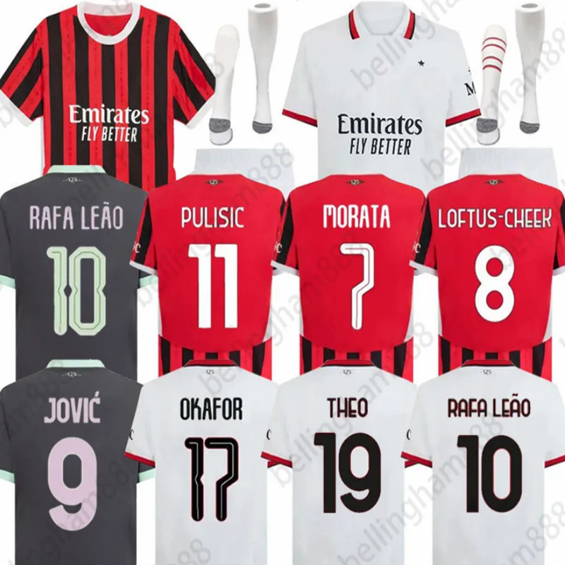 Men kit 2425 AC Milan soccer jersey Home Away 3rd MORATA GIROUD RAFA LEAO PULISIC TOMORI THEO 2024 2025 Shirt Football Adult Uniforms