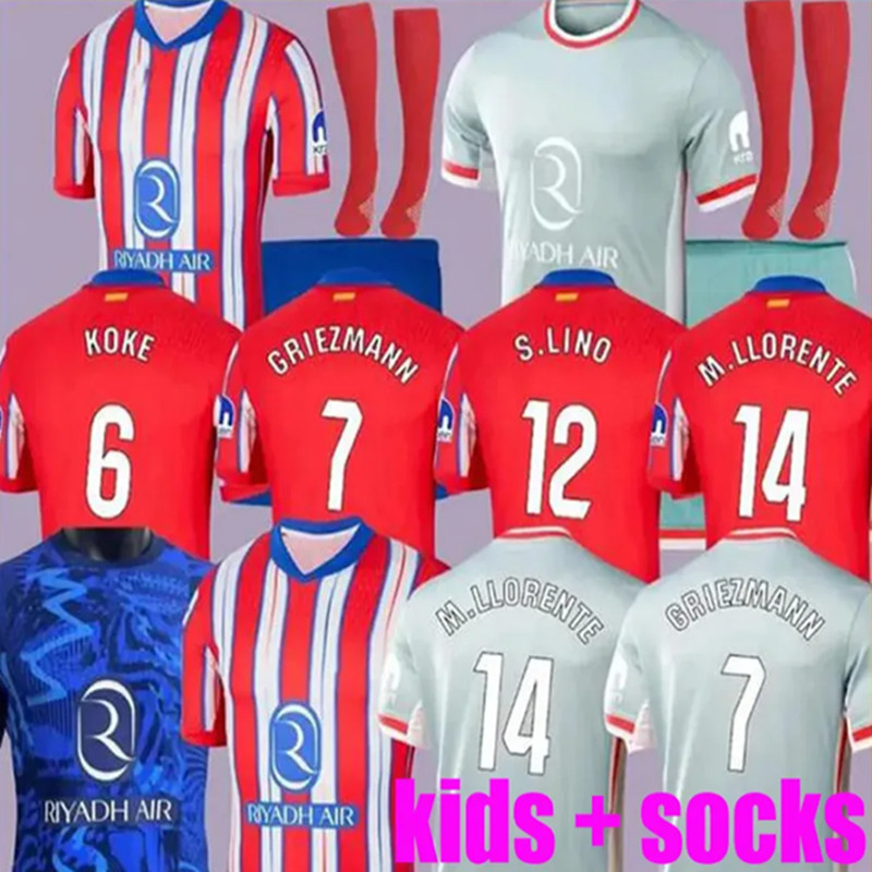 2425 Men kit Atletico Madrids soccer jersey Home Away 3rd GRIEZMANN KOKE M.LLORENTE MEMPHIS 2024 2025 CORREA SLINO SAUL MOLINA J.ALVAREZ Football Shirt Men Uniforms