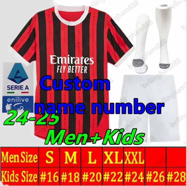 KIDS kit 2425 AC Milan soccer jersey Home Away 3rd MORATA GIROUD RAFA LEAO PULISIC TOMORI THEO 2024 2025 Shirt Football BOY Uniforms