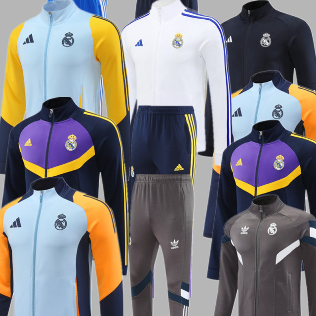 24 25 Men KIT Real Madrid Soccer Jacket suit MBAPPE BELLINGHAM VINI JR CAMAVINGA ALABA ASENSIO MODRIC  2024 2025 Men Football jogging kit uniforms