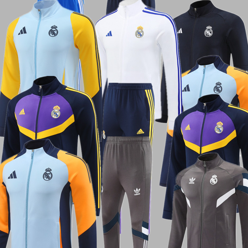 24 25 Men KIT Real Madrid Soccer Jacket suit MBAPPE BELLINGHAM VINI JR CAMAVINGA ALABA ASENSIO MODRIC  2024 2025 Men Football jogging kit uniforms