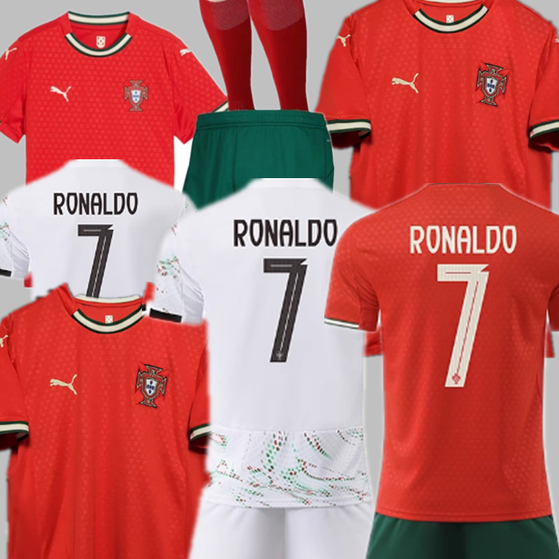 Men KIT 2025 Portugal Soccer Jersey B.FERNANDES RONALDO Home away 25 26 FAN edition ANDRÉ SILVA JOAO FELIX PEPE BERMARDO Football shirt KIDS uniform