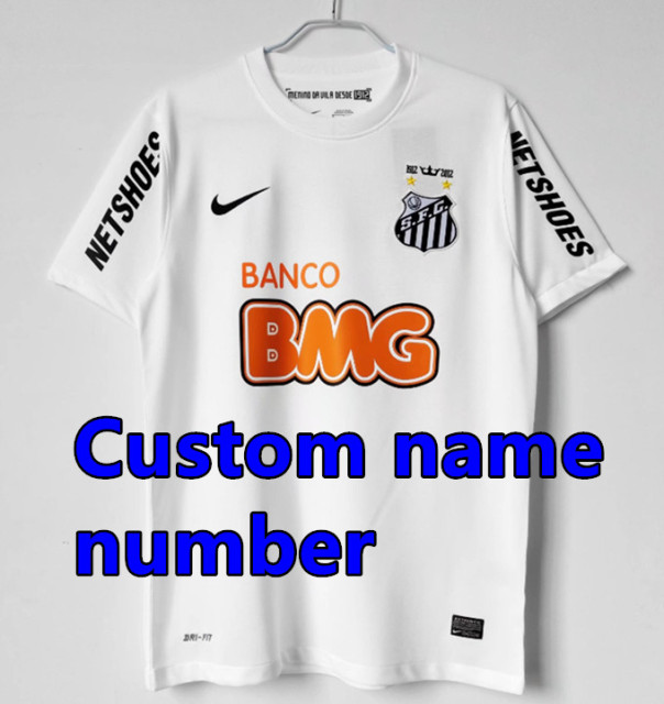 12 13 Santos Retro jersey Home AWAY white adult 2012 2013 NEYMAR JR FAN edition Men Shirt T.SILVA PELE MARCELO Football Uniform