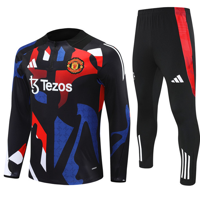 Men KIDS KIT 24 25 Manchester United Soccer Training suit RASHFORD LONG sleeve GARNACHO HOJLUND B. FERNANDES MARTINEZ DALOT CASEMIRO SHAW ANTONY MAINOO 2024 2025 Football uniforms