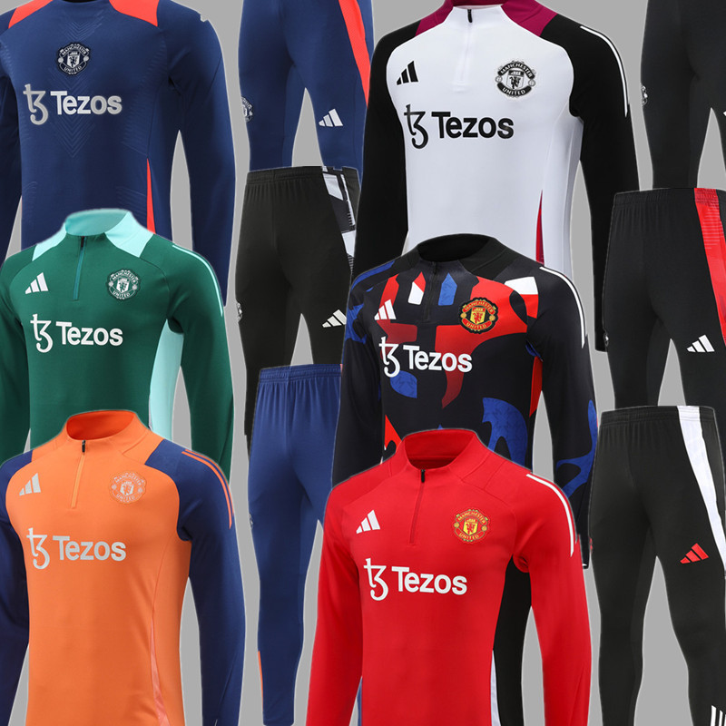 Men KIDS KIT 24 25 Manchester United Soccer Training suit RASHFORD LONG sleeve GARNACHO HOJLUND B. FERNANDES MARTINEZ DALOT CASEMIRO SHAW ANTONY MAINOO 2024 2025 Football uniforms