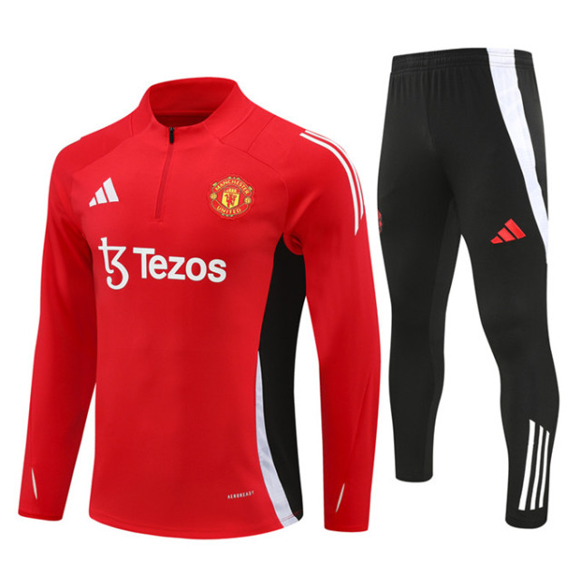 Men KIDS KIT 24 25 Manchester United Soccer Training suit RASHFORD LONG sleeve GARNACHO HOJLUND B. FERNANDES MARTINEZ DALOT CASEMIRO SHAW ANTONY MAINOO 2024 2025 Football uniforms