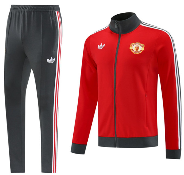 Men Set 24 25 Manchester United Soccer Jacket suit RASHFORD LONG sleeve GARNACHO HOJLUND B. FERNANDES MARTINEZ DALOT CASEMIRO SHAW ANTONY MAINOO 2024 2025 Football uniforms