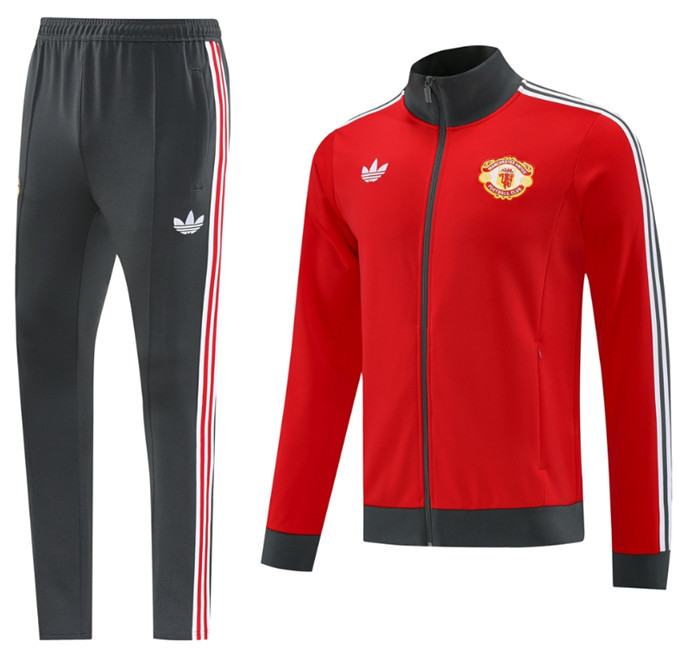 Men Set 24 25 Manchester United Soccer Jacket suit RASHFORD LONG sleeve GARNACHO HOJLUND B. FERNANDES MARTINEZ DALOT CASEMIRO SHAW ANTONY MAINOO 2024 2025 Football uniforms