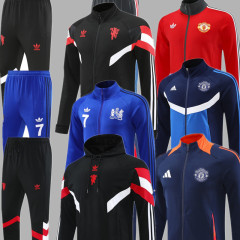 Men Set 24 25 Manchester United Soccer Jacket suit RASHFORD LONG sleeve GARNACHO HOJLUND B. FERNANDES MARTINEZ DALOT CASEMIRO SHAW ANTONY MAINOO 2024 2025 Football uniforms