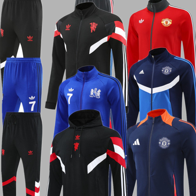 Men Set 24 25 Manchester United Soccer Jacket suit RASHFORD LONG sleeve GARNACHO HOJLUND B. FERNANDES MARTINEZ DALOT CASEMIRO SHAW ANTONY MAINOO 2024 2025 Football uniforms