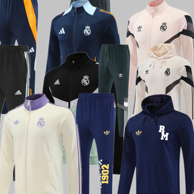 24 25 Real Madrid Soccer Jacket hooded suit MBAPPE BELLINGHAM VINI JR CAMAVINGA ALABA ASENSIO MODRIC 2024 2025 Men set jogging uniforms