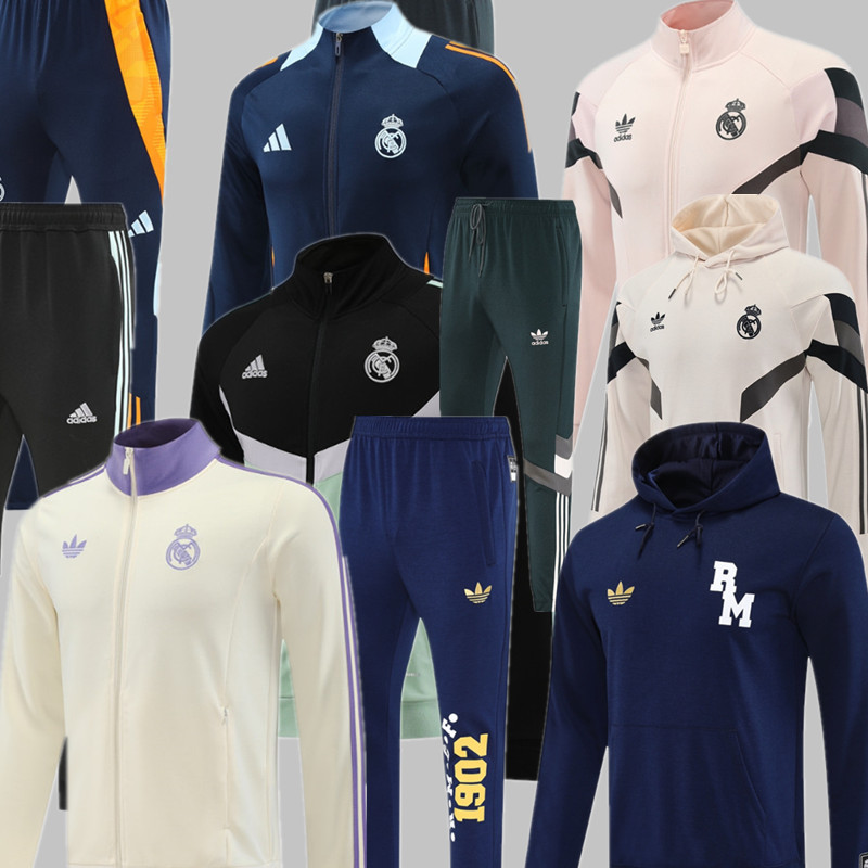24 25 Real Madrid Soccer Jacket hooded suit MBAPPE BELLINGHAM VINI JR CAMAVINGA ALABA ASENSIO MODRIC 2024 2025 Men set jogging uniforms