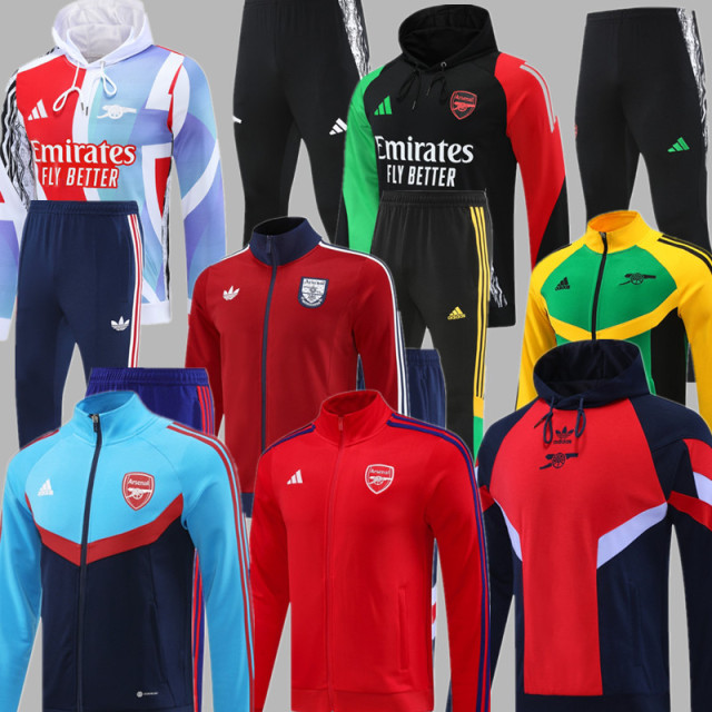 24 25 Arsenal Soccer Jacket hooded suit RICE HAVERTZ SAKA MARTINELLI WHITE SALIBA G.JESUS JORGINHO ODEGAARD 2024 2025 Men set jogging uniforms