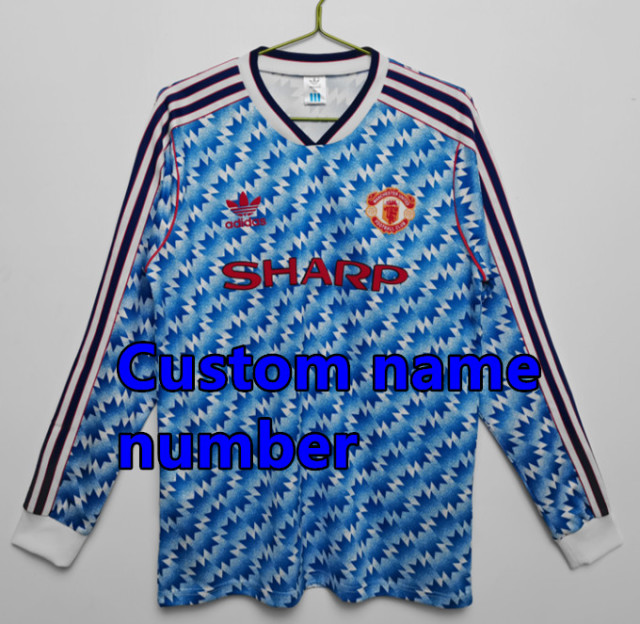 1998 1999 Manchester United Long sleeve Retro Soccer Jerseys Beckham Giggs Cantona Rooney Ronaldo 92 94 96 00 02 04 06 07 08 10 11 United Retro style Football shirt Adult Uniforms