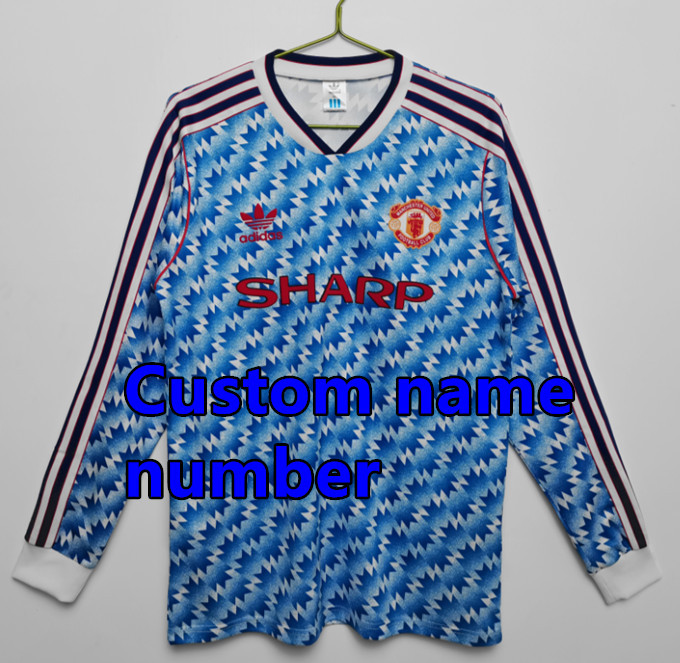 1998 1999 Manchester United Long sleeve Retro Soccer Jerseys Beckham Giggs Cantona Rooney Ronaldo 92 94 96 00 02 04 06 07 08 10 11 United Retro style Football shirt Adult Uniforms