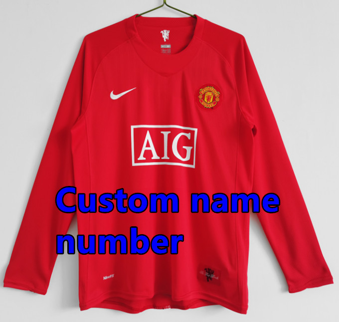 1998 1999 Manchester United Long sleeve Retro Soccer Jerseys Beckham Giggs Cantona Rooney Ronaldo 92 94 96 00 02 04 06 07 08 10 11 United Retro style Football shirt Adult Uniforms