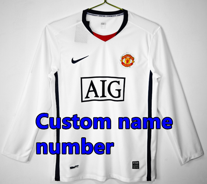1998 1999 Manchester United Long sleeve Retro Soccer Jerseys Beckham Giggs Cantona Rooney Ronaldo 92 94 96 00 02 04 06 07 08 10 11 United Retro style Football shirt Adult Uniforms