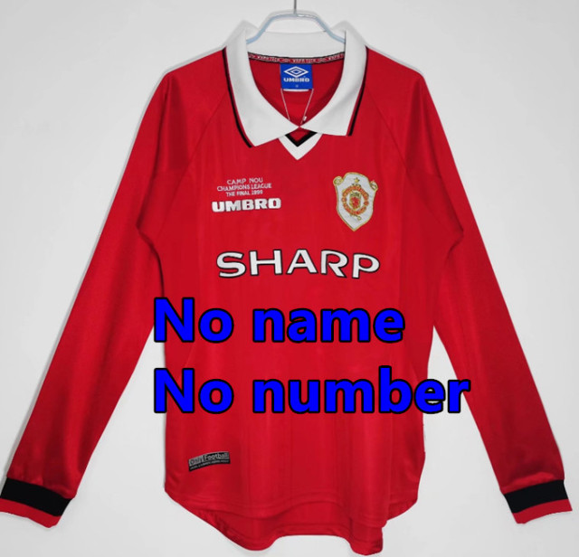 1998 1999 Manchester United Long sleeve Retro Soccer Jerseys Beckham Giggs Cantona Rooney Ronaldo 92 94 96 00 02 04 06 07 08 10 11 United Retro style Football shirt Adult Uniforms