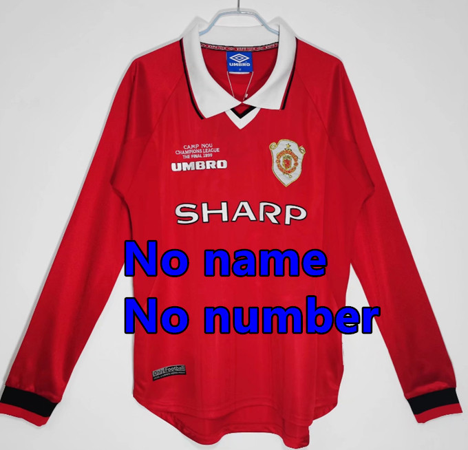 1998 1999 Manchester United Long sleeve Retro Soccer Jerseys Beckham Giggs Cantona Rooney Ronaldo 92 94 96 00 02 04 06 07 08 10 11 United Retro style Football shirt Adult Uniforms