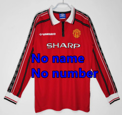 1998 1999 Manchester United Long sleeve Retro Soccer Jerseys Beckham Giggs Cantona Rooney Ronaldo 92 94 96 00 02 04 06 07 08 10 11 United Retro style Football shirt Adult Uniforms