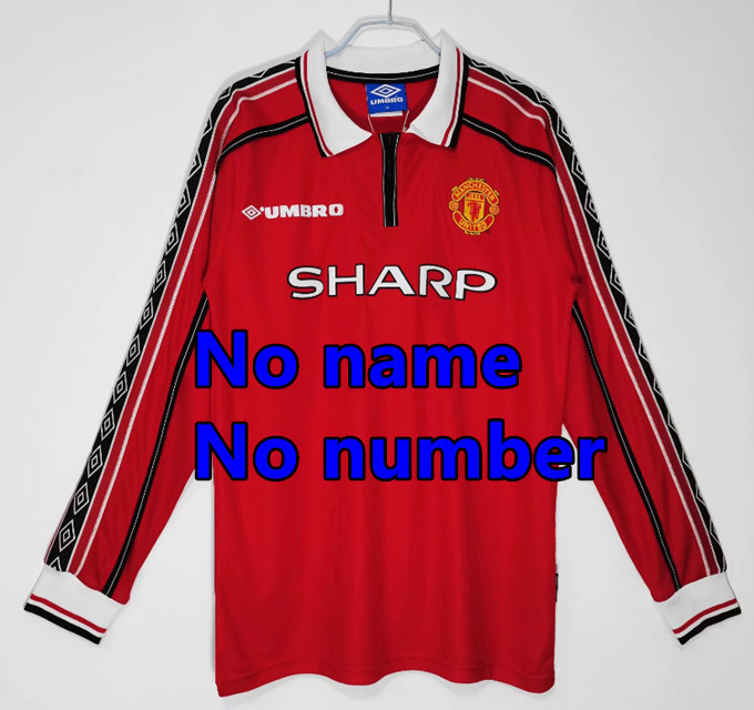 1998 1999 Manchester United Long sleeve Retro Soccer Jerseys Beckham Giggs Cantona Rooney Ronaldo 92 94 96 00 02 04 06 07 08 10 11 United Retro style Football shirt Adult Uniforms