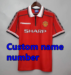 1998 1999 Manchester United Retro Soccer Jerseys Beckham Giggs Cantona Rooney Ronaldo 00 02 04 06 07 08 10 11 United Retro style Football shirt Adult Uniforms