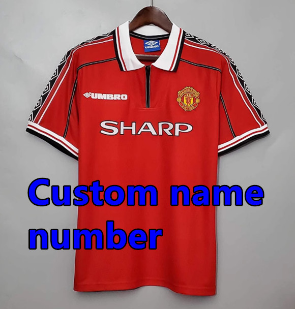 1998 1999 Manchester United Retro Soccer Jerseys Beckham Giggs Cantona Rooney Ronaldo 00 02 04 06 07 08 10 11 United Retro style Football shirt Adult Uniforms