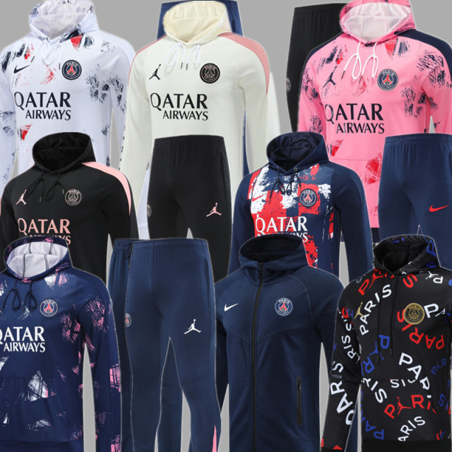 24 25 PSG Soccer Jacket hooded suit MBAPPE O DEMBELE HERNANDES KOLO MUANI BARCOLA HAKIMI 2024 2025 Paris Men set jogging uniforms