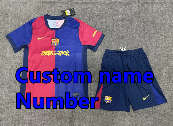 24 25 Men kit Barcelona soccer jerseys Home LAMINE YAMAL PEDRI GAVI LEWANDOWSKI FC FERRANF. DE JONG  2024 2025 BOY KIDS Football Uniforms