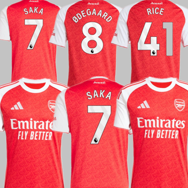 25 26 Arsenal soccer jersey Home RICE HAVERTZ SAKA MARTINELLI WHITE SALIBA G.JESUS JORGINHO ODEGAARD 2025 2026 Football Men Uniforms