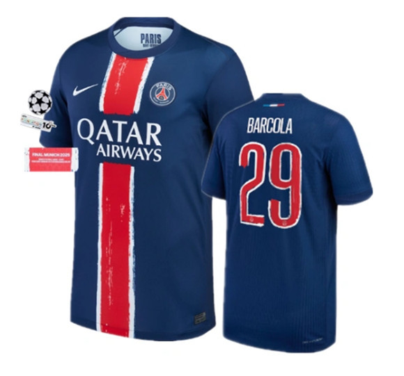 24 25 PSG Champions League Soccer Jerseys Home O. DEMBELE D.DOUE JOAO NEVES 2024 2025 Paris BARCOLA HAKIMI Football Shirt Men Uniforms