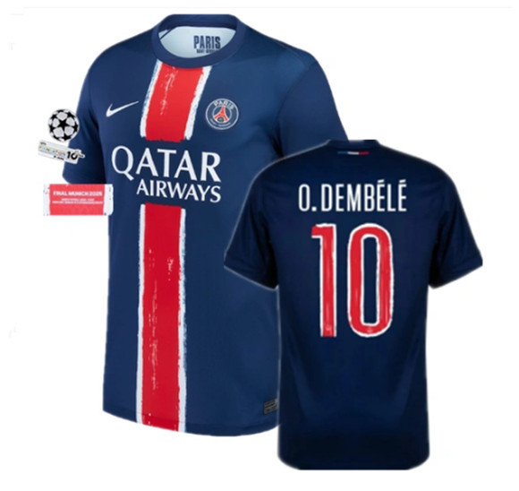 24 25 PSG Champions League Soccer Jerseys Home O. DEMBELE D.DOUE JOAO NEVES 2024 2025 Paris BARCOLA HAKIMI Football Shirt Men Uniforms