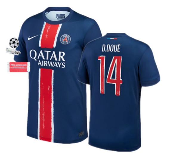 24 25 PSG Champions League Soccer Jerseys Home O. DEMBELE D.DOUE JOAO NEVES 2024 2025 Paris BARCOLA HAKIMI Football Shirt Men Uniforms
