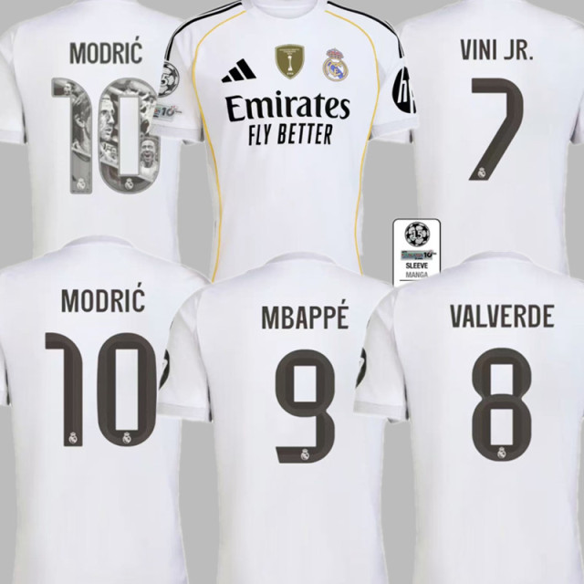 25 26 Real Madrid HomeSoccer Jerseys MBAPPE BELLINGHAM VINI JR CAMAVINGA VALVERDE MODRIC REAL MADRIDS shirt 2025 2026 Football uniforms