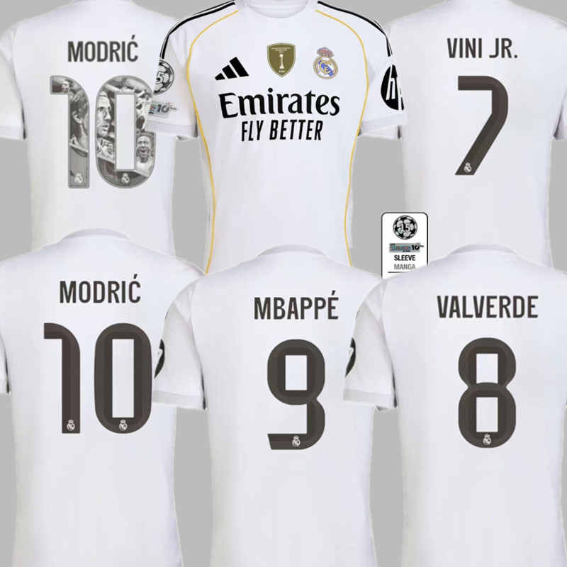25 26 Real Madrid HomeSoccer Jerseys MBAPPE BELLINGHAM VINI JR CAMAVINGA VALVERDE MODRIC REAL MADRIDS shirt 2025 2026 Football uniforms